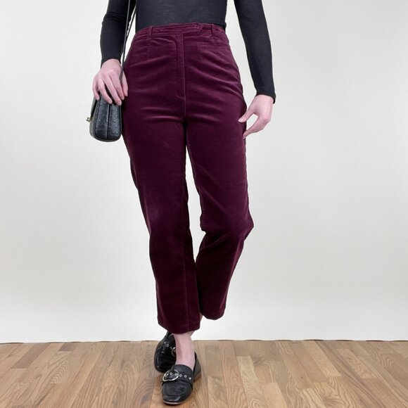 Vintage Velvet High Rise Waisted Straight Leg Trouser Pants Eclectic Whimsigoth - Picture 5 of 8